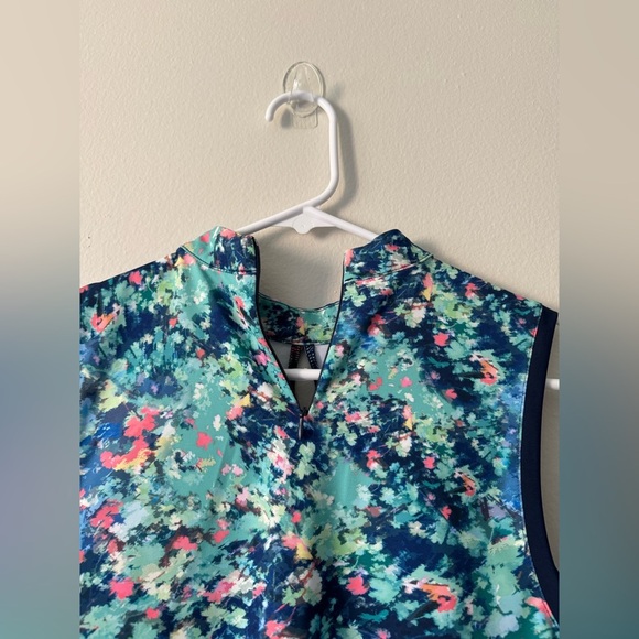 Lady Hagen Tops Floral Keyhole Sleeveless Golf Polo Size XS NWT - Picture 8 of 11